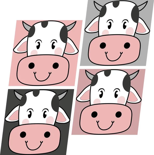 Vector Vaca Retrato Ilustración Dibujos Animados — Vector de stock