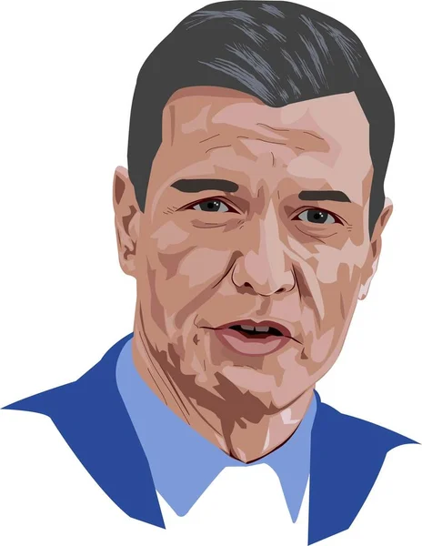 Pedro Sanchez Portrait Vector Illustration — 스톡 벡터