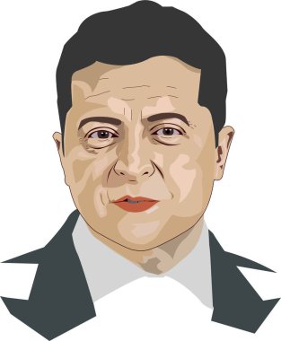 Volodymyr Zelensky Portre Vektörü İllüstrasyonu