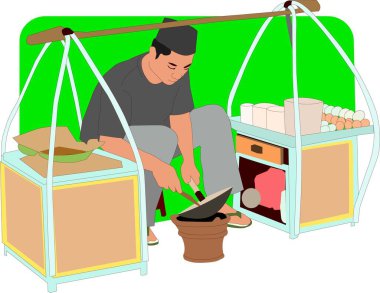 Pedagang Kerak Telor Düz Vektör İlülasyonu