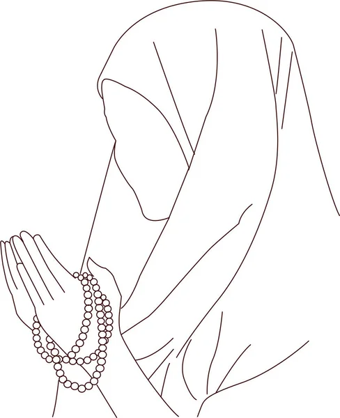 Hijab Woman Sketch Outline — стоковый вектор