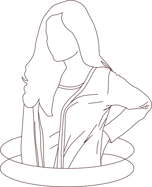 Woman Pose Sketch Outline — Vettoriale Stock