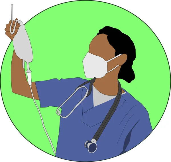 Enfermeira Plana Vector Ilustração —  Vetores de Stock