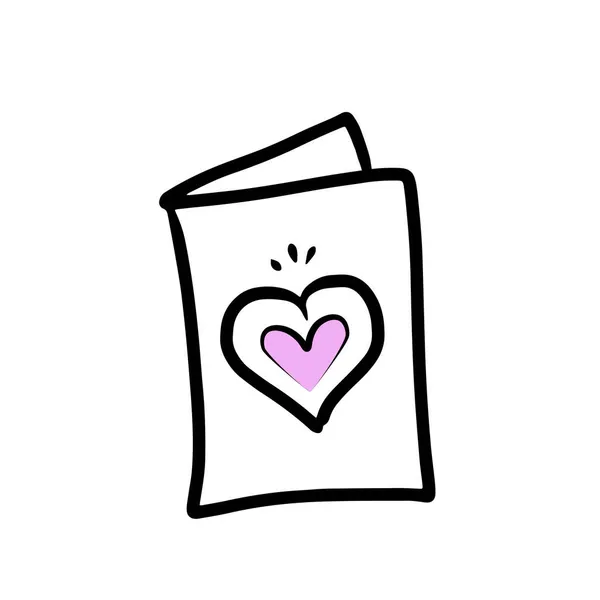Cartão Amor Com Coração Ilustração Vetorial Doodle Para Impressão Fundos — Vetor de Stock