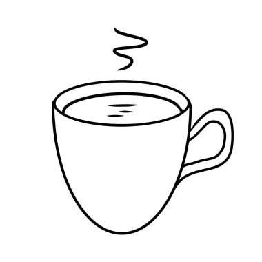 Bir fincan kahve, çay, çikolata, americano. Geçmiş, kapak, ambalaj, tebrik kartları, posterler, çıkartmalar, mevsimsel tasarım için vektör illüstrasyonu. Beyaz arkaplanda izole.