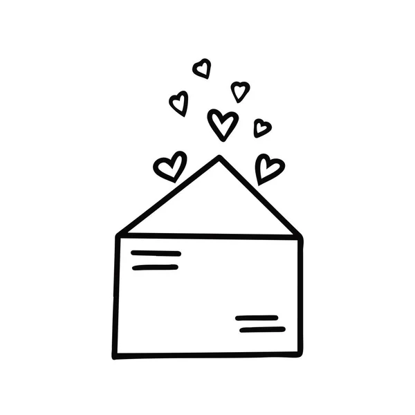 Envelope Com Corações Carta Amor Dia Dos Namorados Ilustração Vetorial — Vetor de Stock