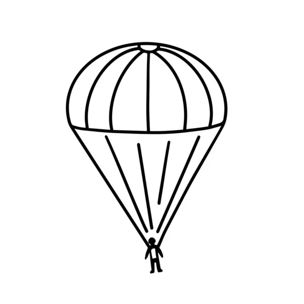 Parachute Silhouette Noire Parachutiste Débarquement Armée Illustration Vectorielle Pour Impression — Image vectorielle