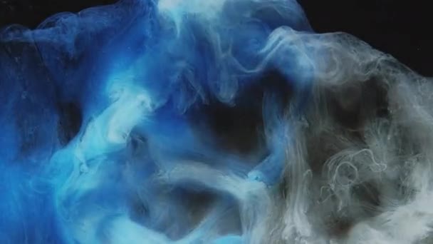 Color smoke puff logo reveal ink water blue white — Stock Video