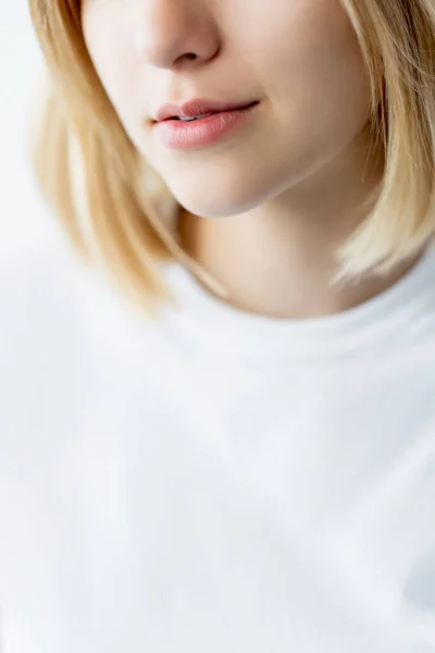 Cara cosmetologia enchimento injeção mulher pele lábios — Fotografia de Stock