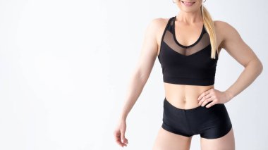 Spor kumaş, ince kadın model çekim.