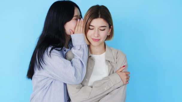 Female gossip woman friendship secret girls joke — Stock Video