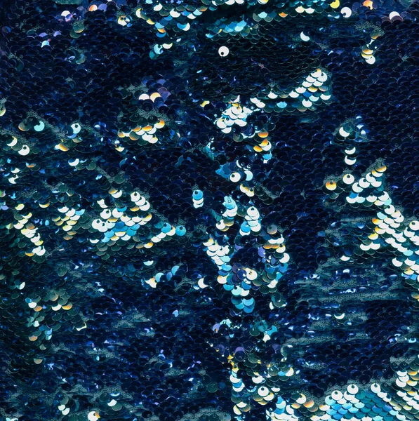 Warna latar belakang berkilau tekstur biru silver sequin — Stok Foto