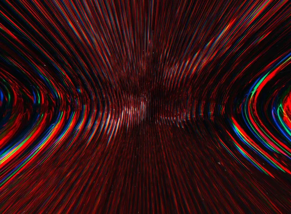 Glitch art color distortion neon red black curves — Stock Photo, Image