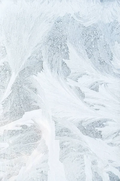 Inverno fundo geada padrão cristais de gelo branco — Fotografia de Stock
