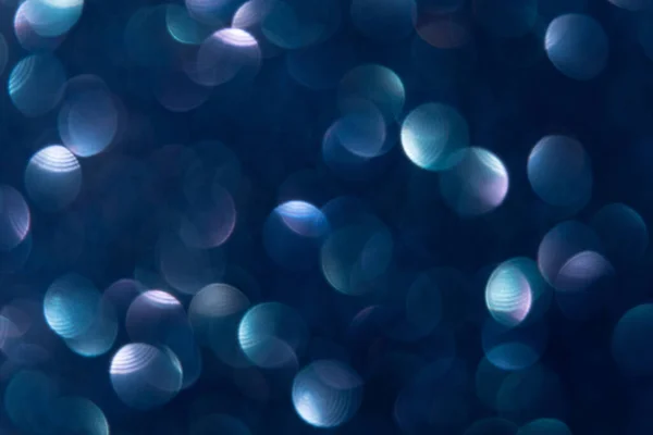 Bokeh luz sobreposição círculo padrão azul mancha escuro — Fotografia de Stock