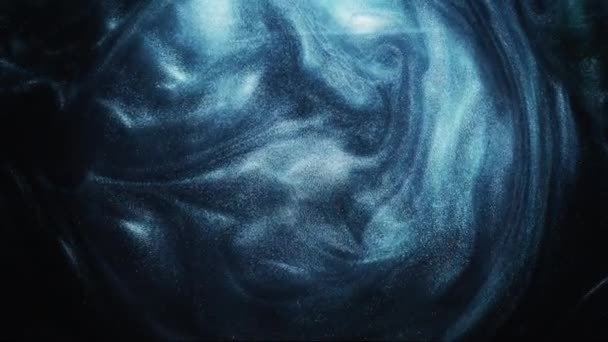 キラキラ霧渦巻きインク水青い流体円 — ストック動画