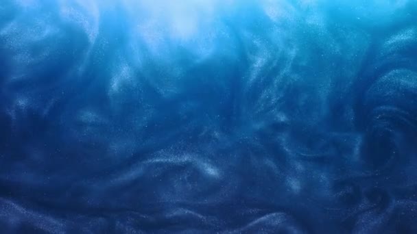 Kleur glitter achtergrond zee golf blauw vloeistof wolk — Stockvideo