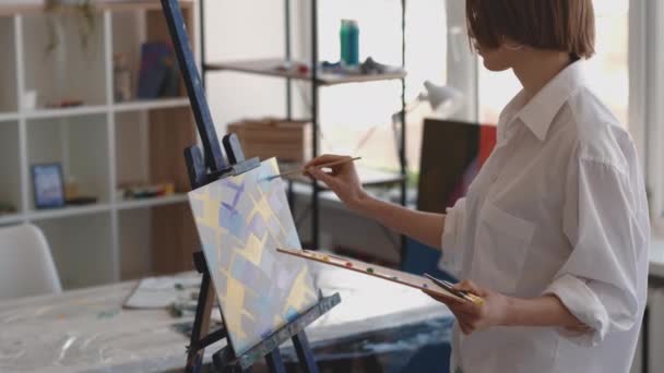 Malba žena tvůrčí proces umělecké studio práce — Stock video