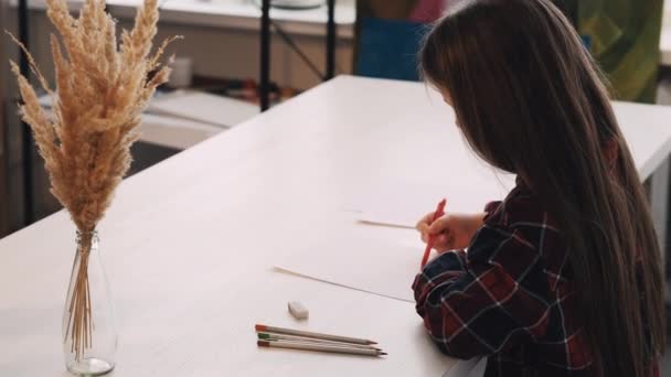 Pintura menina passatempo criatividade artística — Vídeo de Stock