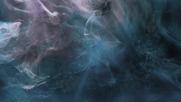 Mlha pohyb inkoust voda mix modrý třpyt kouř oblak — Stock video