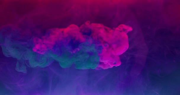 Color smoke cloud ink water splash neon pink blue — Stock Video