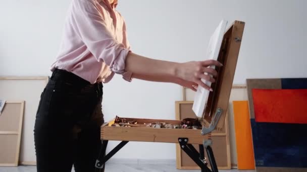Sanat okulu bayan sanat eserleri yaratımı — Stok video