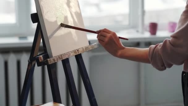 Kunstacademie vrouwelijke student kunstwerk creatie — Stockvideo