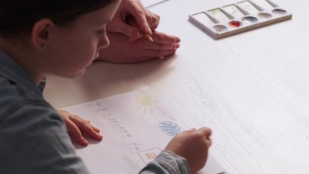 Painting school kids education tutorial lesson — Stockvideo