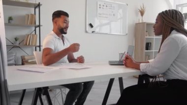 working colleagues office meeting business