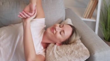 day relax happy woman enjoying rest satisfied