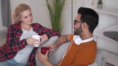 happy couple friendly meeting enjoying time