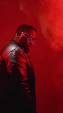 neon hipster brutal man fashion sunglasses red