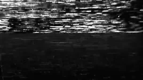 Analogt glitch överlägg statiskt buller tv svart vit — Stockvideo