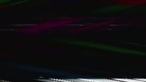 Colorful glitch static noise overlay black grunge — Stock Video