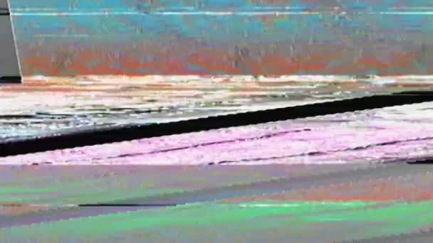 Vhs glitch parpadeo artefactos de superposición de ruido en la oscuridad — Vídeo de stock