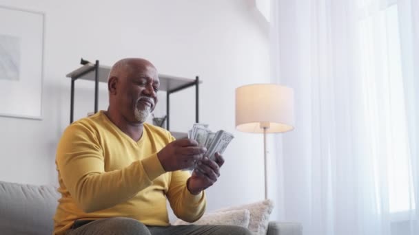 Riche senior homme recettes financières budget argent — Video