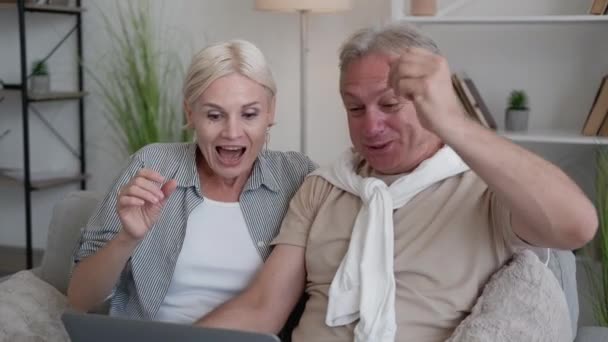 Νικητής ενθουσιασμό ευτυχισμένο ζευγάρι κοινά συμφέροντα — Αρχείο Βίντεο