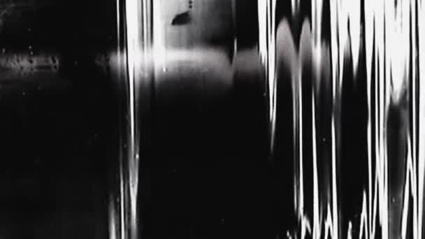 Vhs glitch ruido superposición negro blanco distorsión — Vídeos de Stock