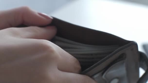Деньги сбережения финансовые доходы руки доллар бумажник — стоковое видео