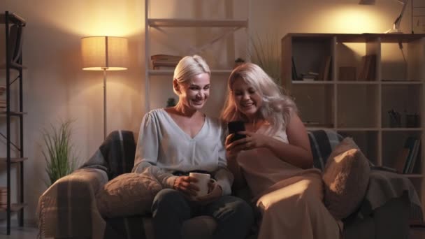 Réunion de famille femmes heureuses réseau social — Video