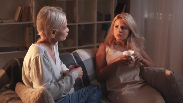 Spotkanie herbata kobiety przyjaciele problem dyskusja — Wideo stockowe