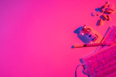 salgın arka plan covid-19 aşı neon ışığı