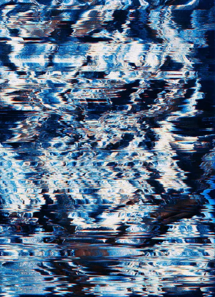 Glitch sfondo statico rumore texture blu bianco — Foto Stock