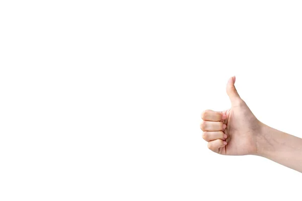 Como gesto positivo feedback mão polegar para cima branco — Fotografia de Stock