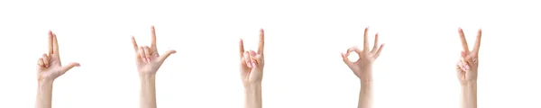 Hand gesture collage different sign series set 5 — Stock Photo, Image