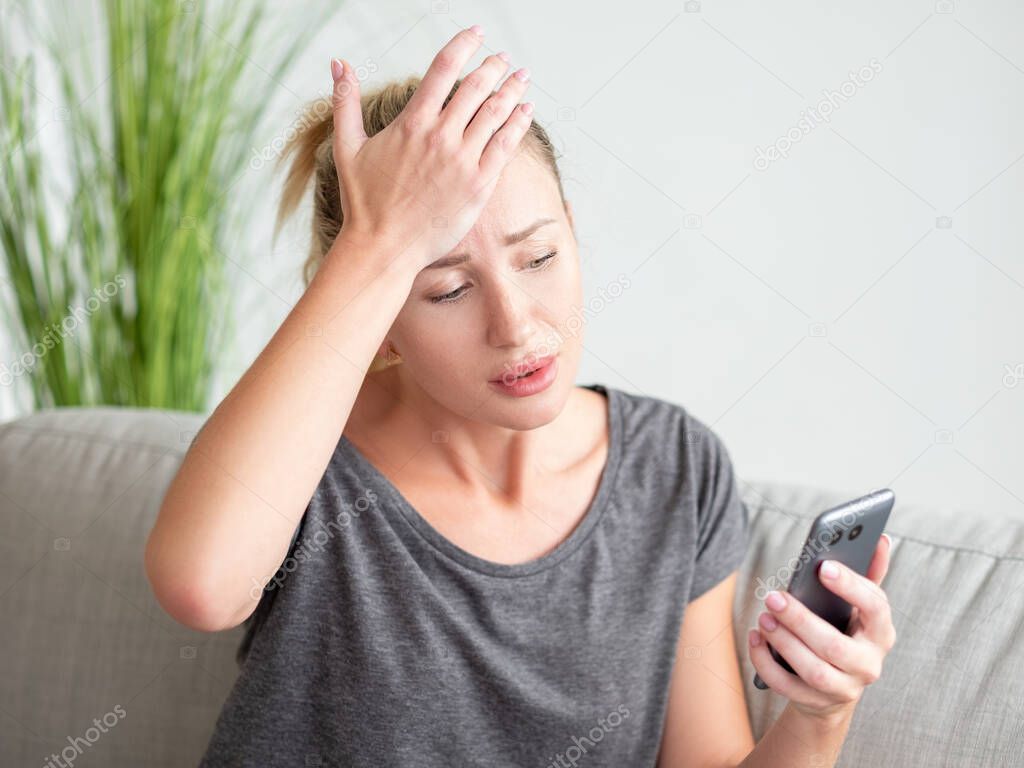 exhausted day suffering woman online communication