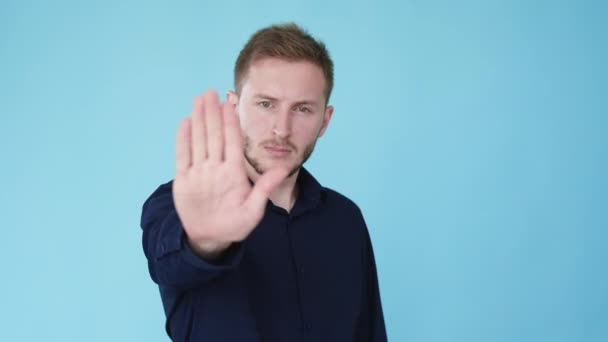 Stop gesture rejection sign man hand gif loop — Stock Video