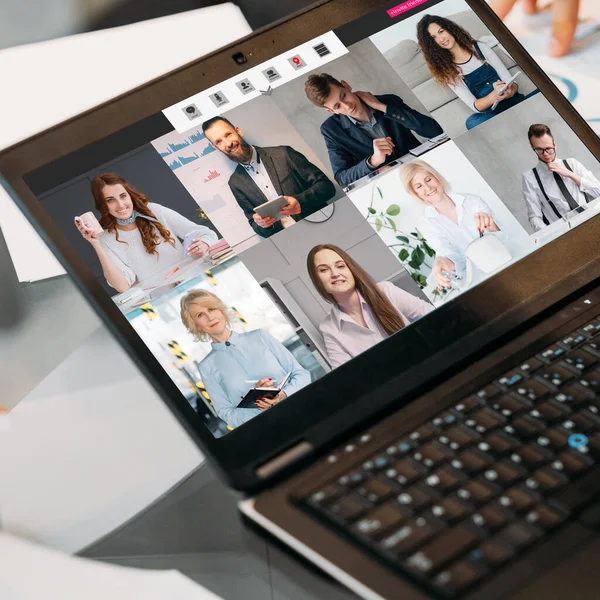 Web-Konferenz virtuelles Besprechungsteam digitales Büro — Stockfoto