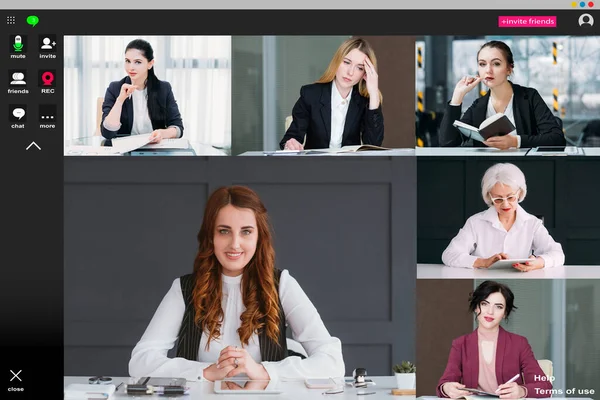 Reunião virtual teleconferência chamada mulheres de negócios — Fotografia de Stock