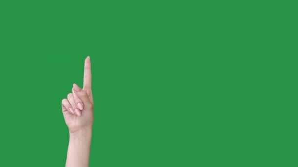 Merekomendasikan gestur ide tangan menunjuk ke atas jari — Stok Video